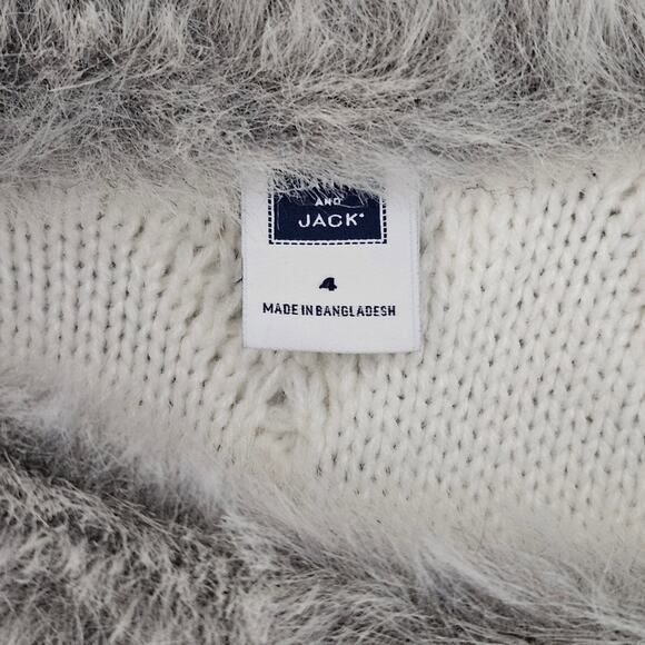 Janie and Jack Girl's Faux Fur Trimmed Cable Knit Sweater Ivory Poncho | 4 - Picture 10 of 14